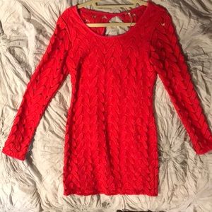 Red party dress with open back